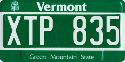 VT license plate XTP835