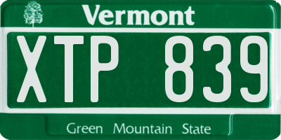 VT license plate XTP839