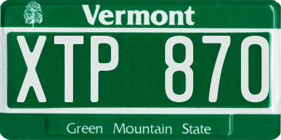 VT license plate XTP870