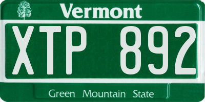 VT license plate XTP892