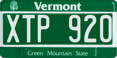 VT license plate XTP920