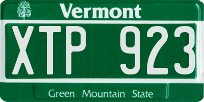 VT license plate XTP923