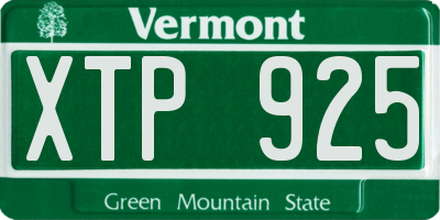 VT license plate XTP925