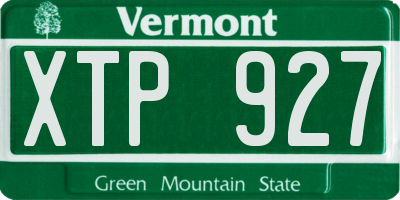 VT license plate XTP927