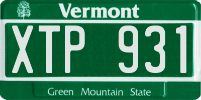 VT license plate XTP931