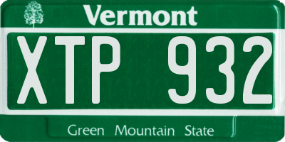 VT license plate XTP932