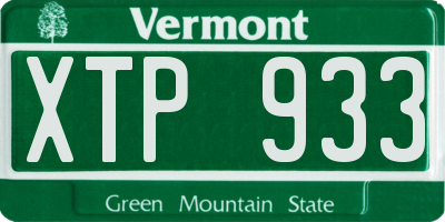 VT license plate XTP933
