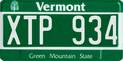 VT license plate XTP934