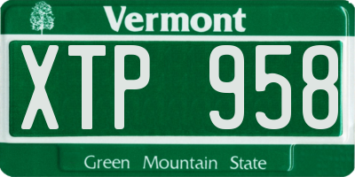 VT license plate XTP958
