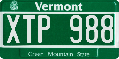 VT license plate XTP988
