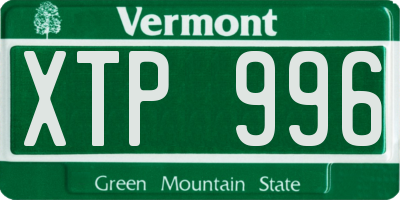 VT license plate XTP996