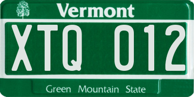 VT license plate XTQ012