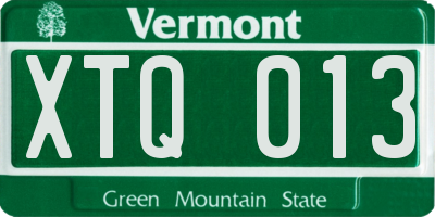 VT license plate XTQ013
