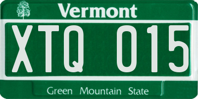 VT license plate XTQ015