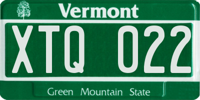 VT license plate XTQ022
