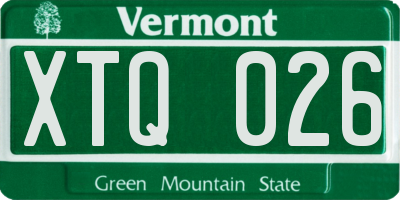 VT license plate XTQ026
