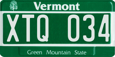 VT license plate XTQ034