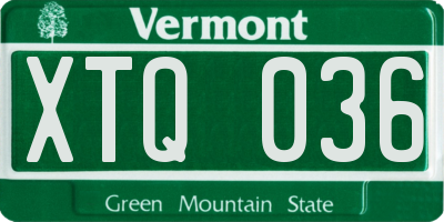 VT license plate XTQ036
