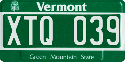 VT license plate XTQ039