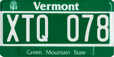 VT license plate XTQ078