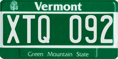 VT license plate XTQ092