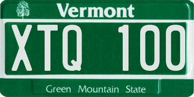 VT license plate XTQ100