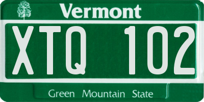 VT license plate XTQ102