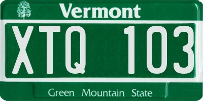 VT license plate XTQ103
