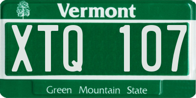 VT license plate XTQ107