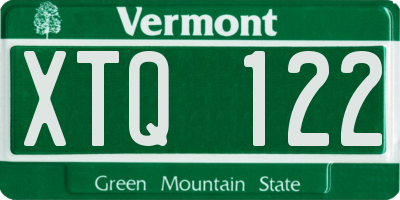 VT license plate XTQ122