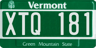 VT license plate XTQ181
