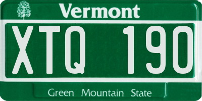 VT license plate XTQ190