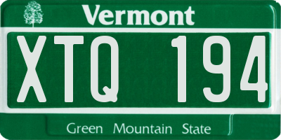 VT license plate XTQ194