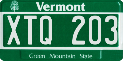 VT license plate XTQ203