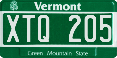 VT license plate XTQ205