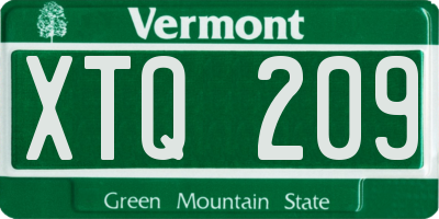 VT license plate XTQ209