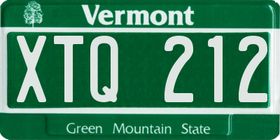 VT license plate XTQ212