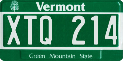 VT license plate XTQ214