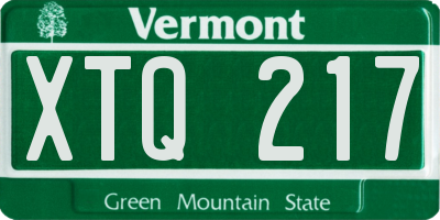 VT license plate XTQ217