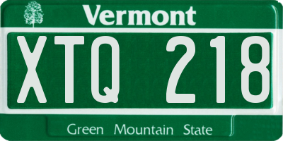 VT license plate XTQ218