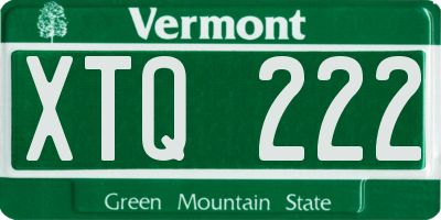 VT license plate XTQ222