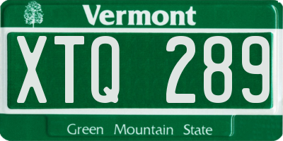 VT license plate XTQ289