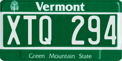 VT license plate XTQ294