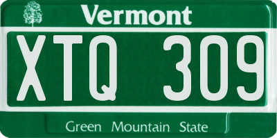 VT license plate XTQ309