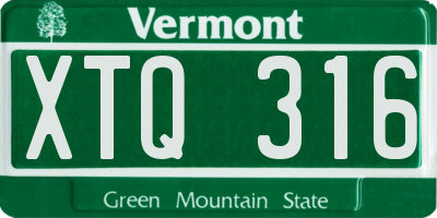 VT license plate XTQ316