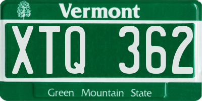 VT license plate XTQ362