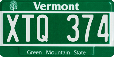 VT license plate XTQ374