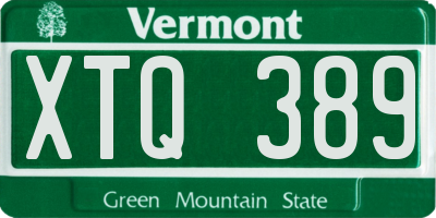 VT license plate XTQ389