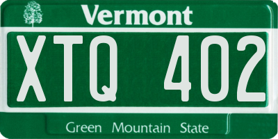 VT license plate XTQ402