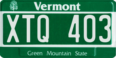 VT license plate XTQ403